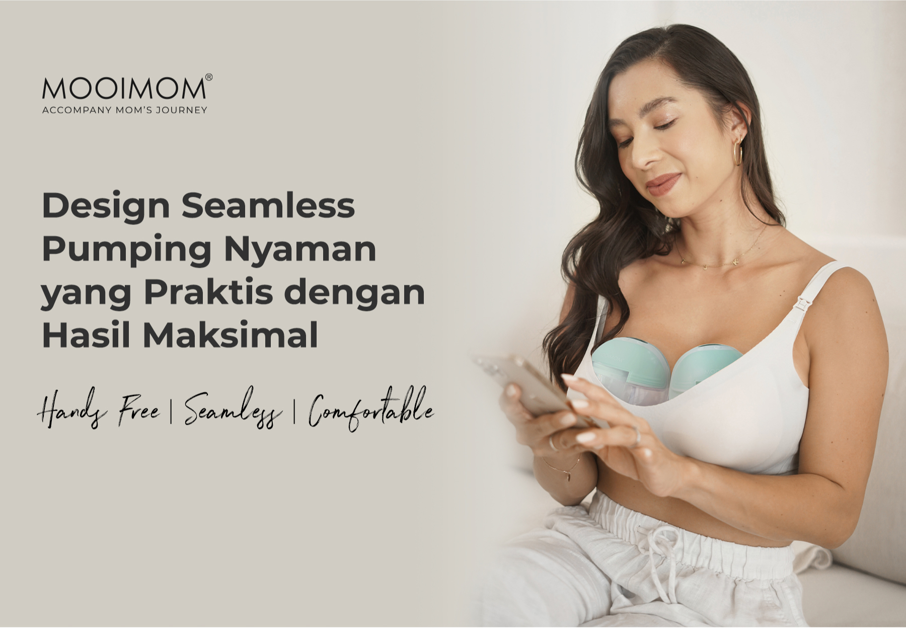 MOOIMOM Wireless Electric Breast Pump M3 x Silicone Breast Pump - Pompa ASI Elektrik Wireless M3 description image