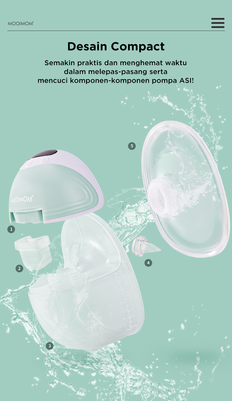 MOOIMOM Wireless Electric Breast Pump M3 with mooikind Baby Wet Wipes description image