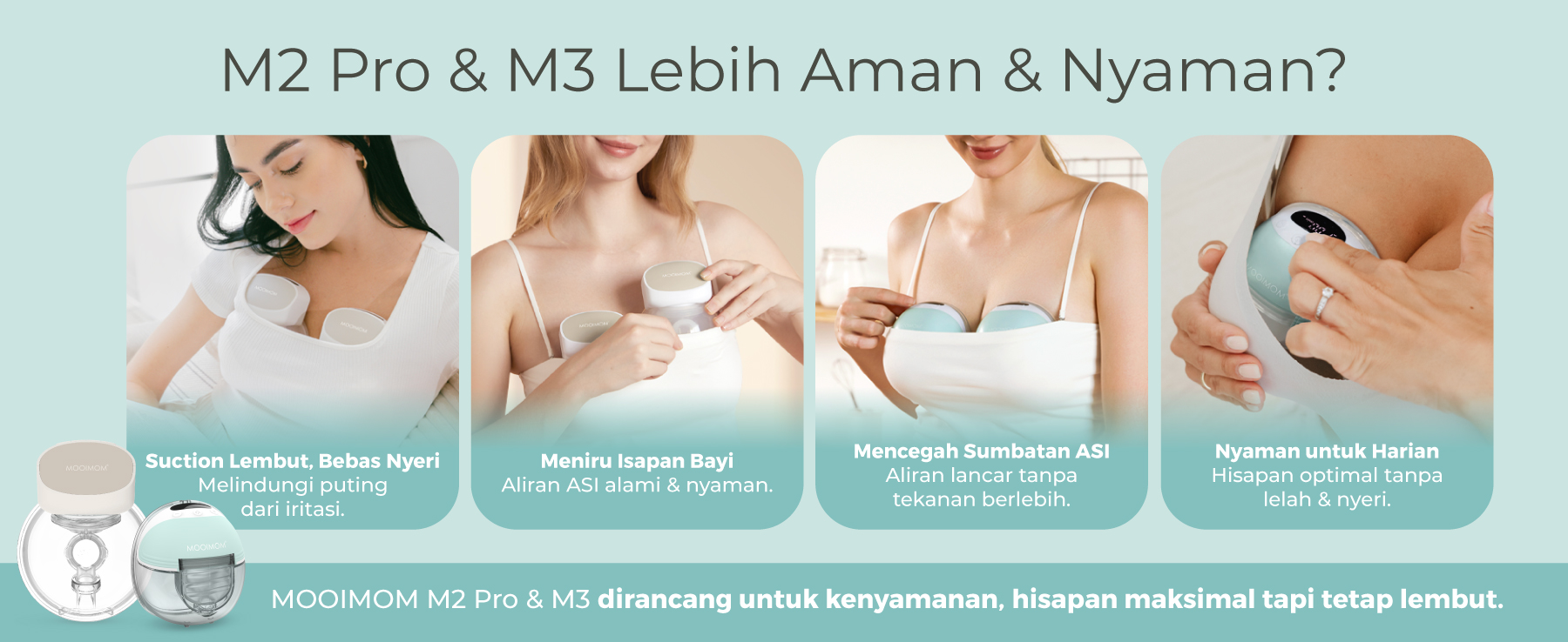 MOOIMOM Wireless Electric Breast Pump M3 - Pompa ASI Elektrik Wireless M3 description image