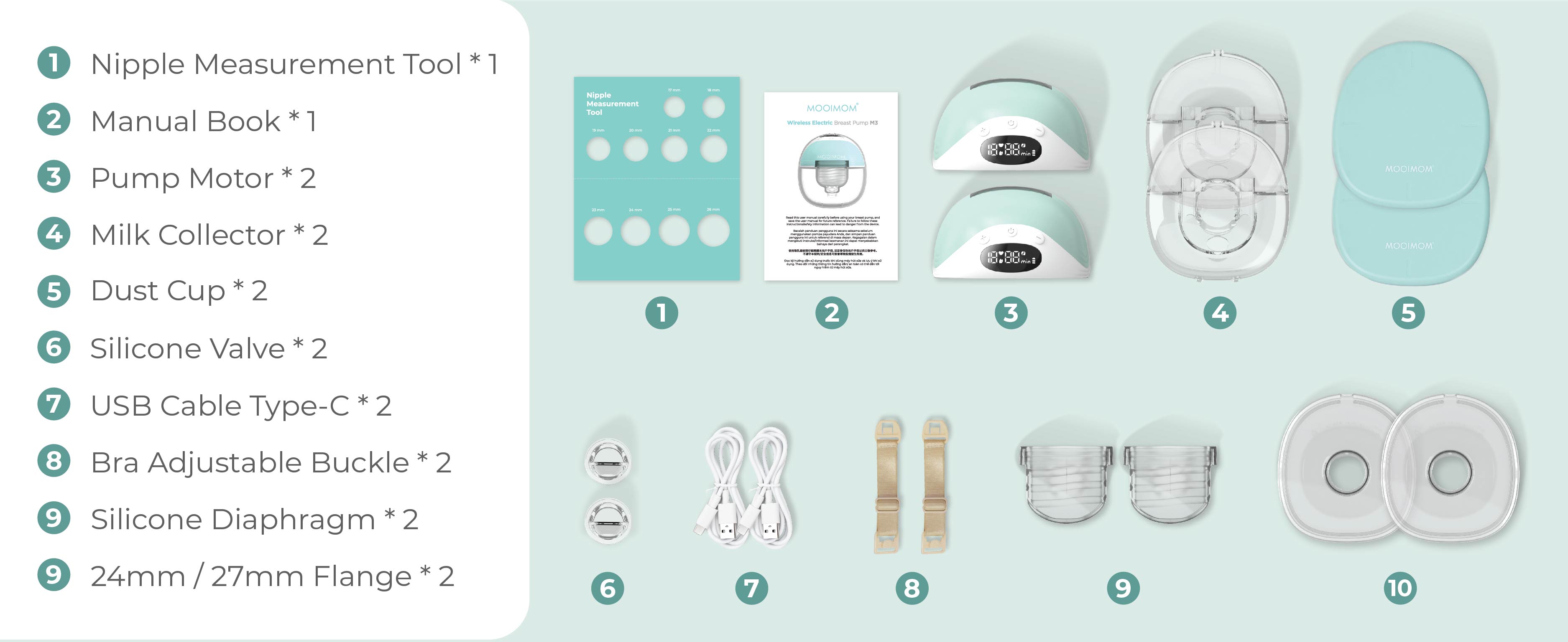 MOOIMOM Wireless Electric Breast Pump M3 - Pompa ASI Elektrik Wireless M3 description image