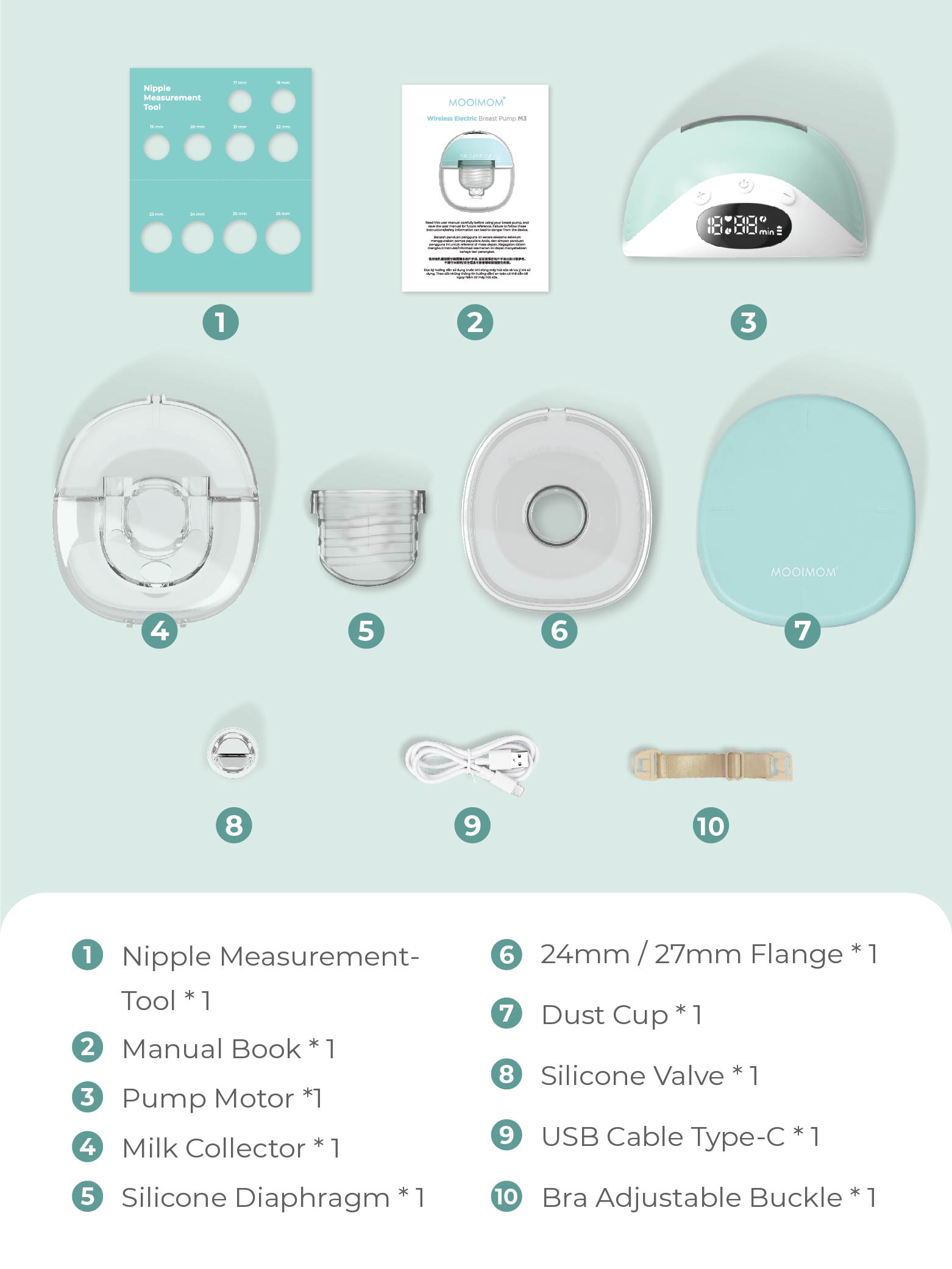 MOOIMOM Wireless Electric Breast Pump M3 - Pompa ASI Elektrik Wireless M3 description image