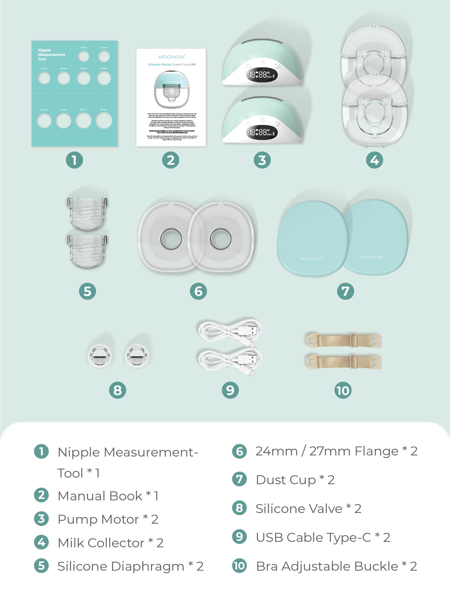 MOOIMOM Wireless Electric Breast Pump M3 - Pompa ASI Elektrik Wireless M3 description image