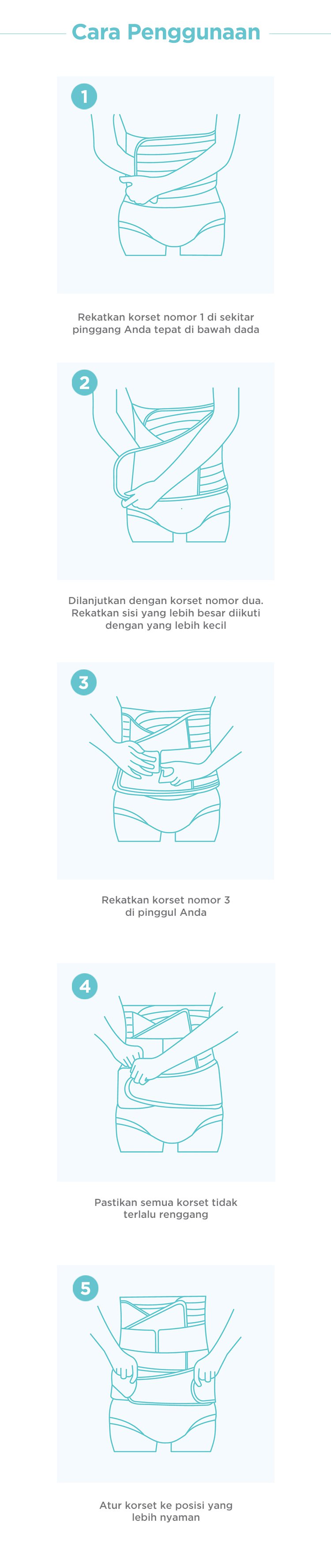 MOOIMOM 3 In 1 Postnatal Recovery Breathable Corset Nude - Korset Pelangsing Melahirkan (3 pcs) description image