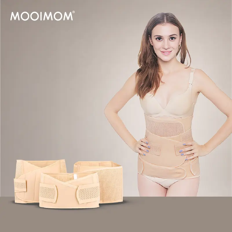 MOOIMOM 3 In 1 Postnatal Recovery Breathable Corset Nude - Korset Pelangsing Melahirkan (3 pcs)