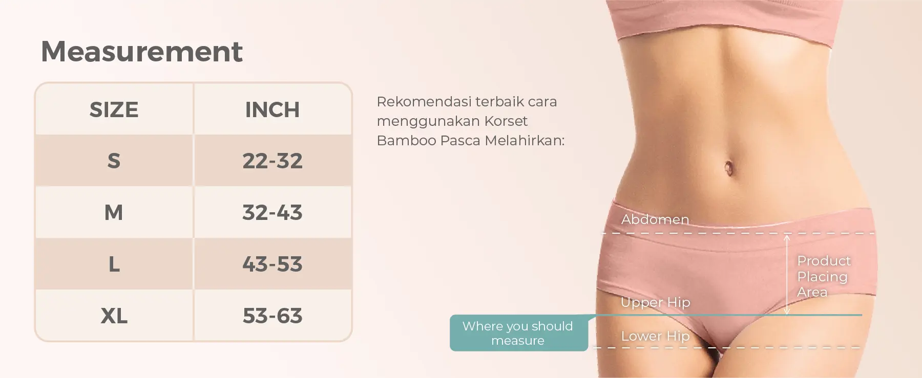MOOIMOM Bamboo Postpartum Belly Band - Korset Setelah Melahirkan Caesar & Normal description image