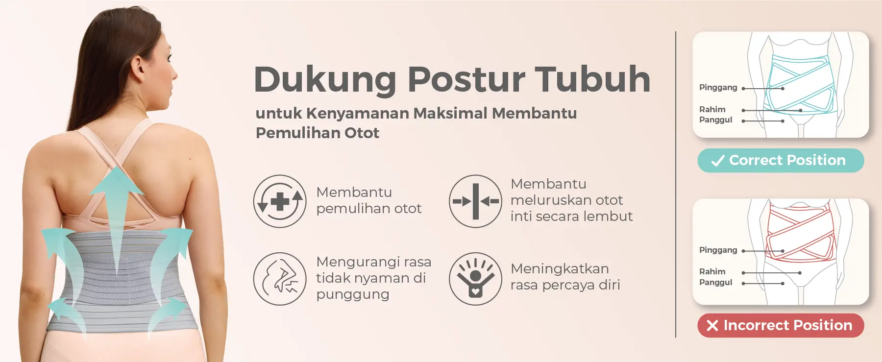MOOIMOM Bamboo Postpartum Belly Band - Korset Setelah Melahirkan Caesar & Normal description image