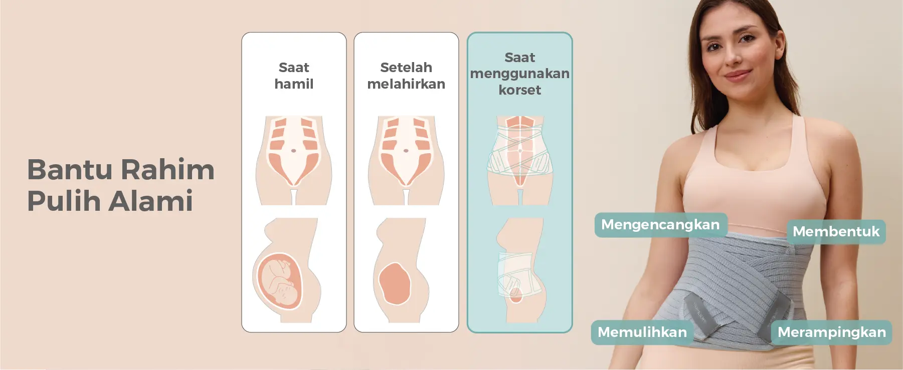 MOOIMOM Bamboo Postpartum Belly Band - Korset Setelah Melahirkan Caesar & Normal description image