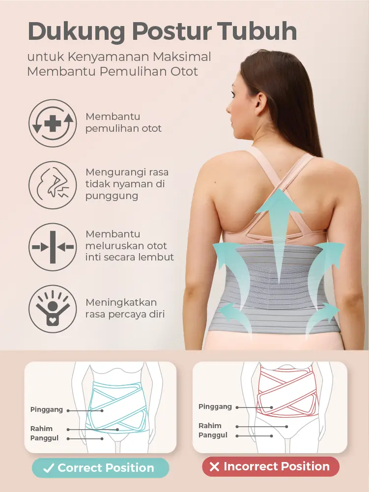 MOOIMOM Bamboo Postpartum Belly Band - Korset Setelah Melahirkan Caesar & Normal description image