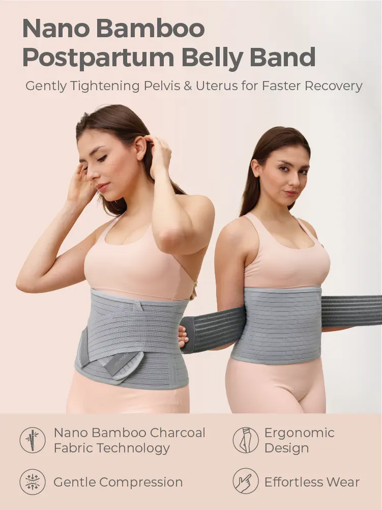 MOOIMOM Bamboo Postpartum Belly Band - Korset Setelah Melahirkan Caesar & Normal description image