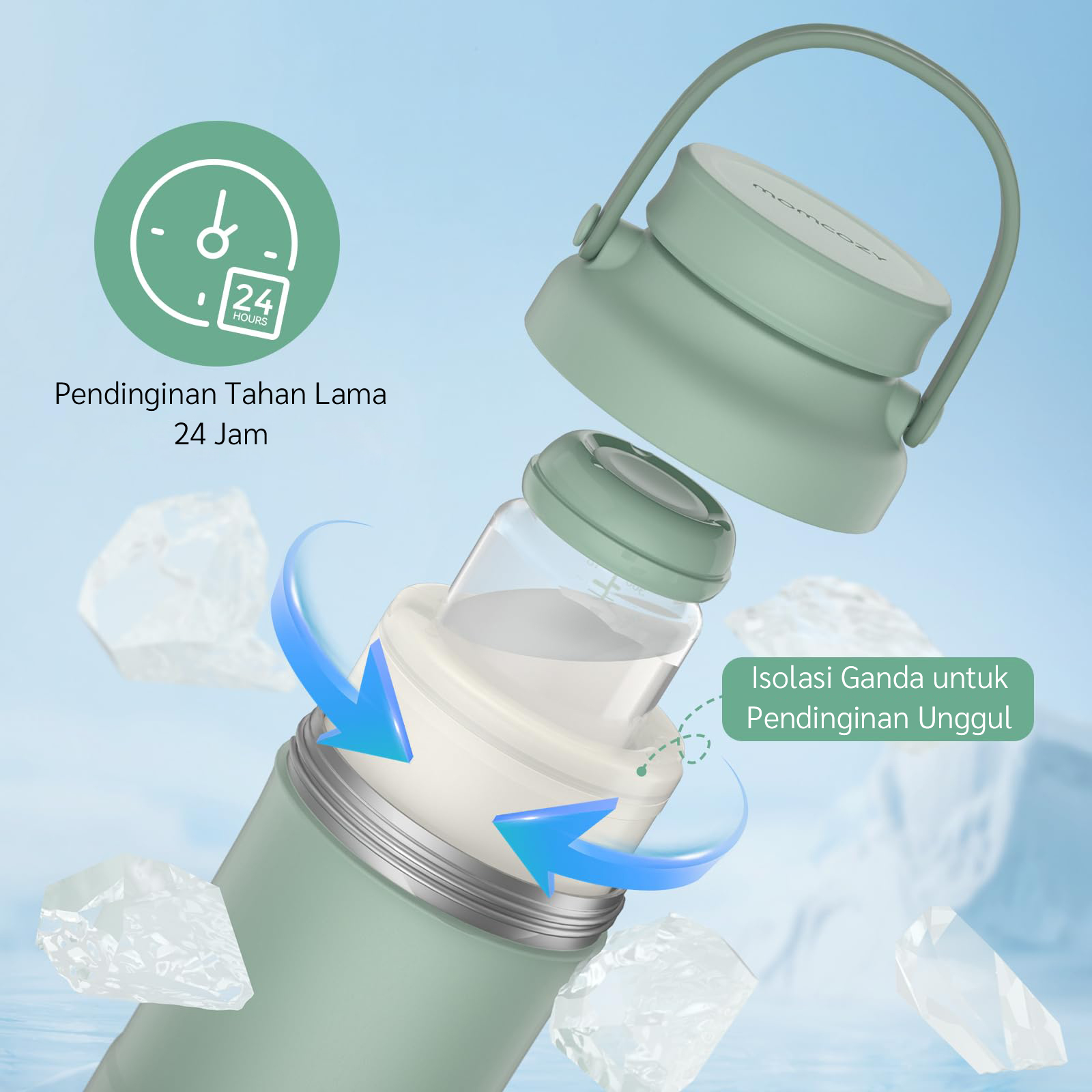 [PRE ORDER] Momcozy Portable Breast Milk Cooler for Outdoor 22oz (Green) description image