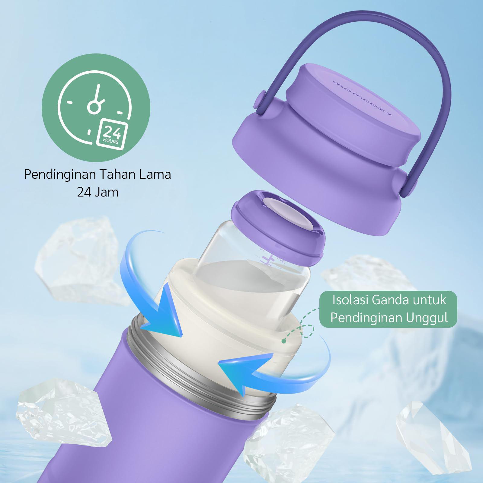 [PRE ORDER] Momcozy Portable Breast Milk Cooler for Outdoor 22oz (Purple) description image