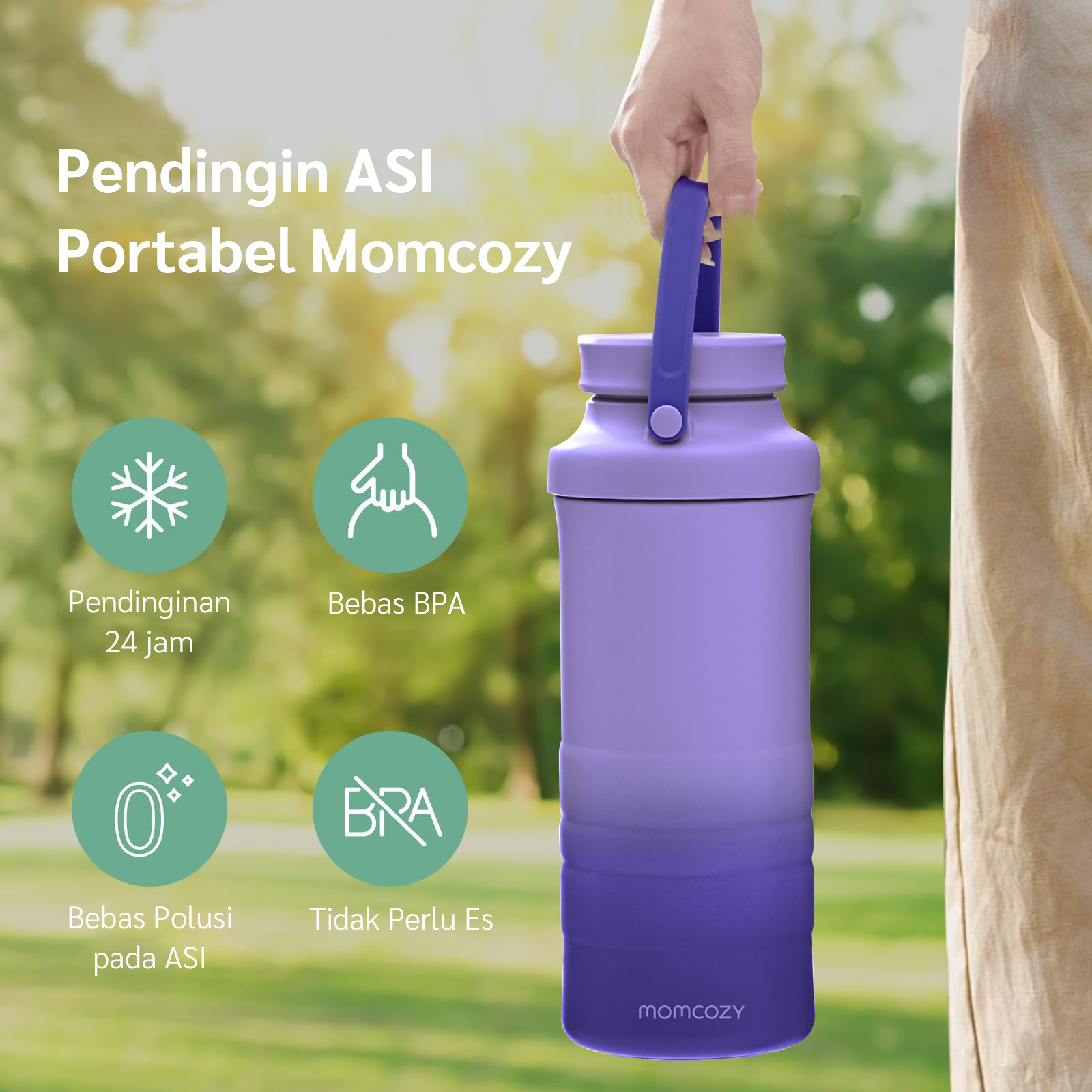 [PRE ORDER] Momcozy Portable Breast Milk Cooler for Outdoor 22oz (Purple) description image