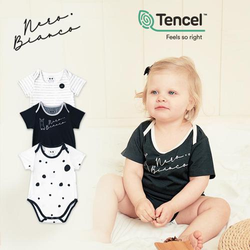 Nero Bianco Tencel™ Basic Creeper - Baju Bayi Nyaman