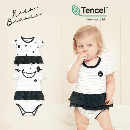 Nero Bianco Tencel™ Frill Creeper - Baju Bayi Lucu | Jumper Bayi