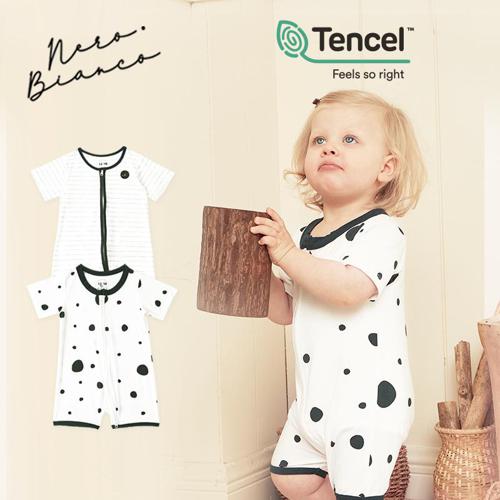 Nero Bianco Tencel™ 2 Way Zip Coverall - Baju Bayi Nyaman | Jumper Bayi