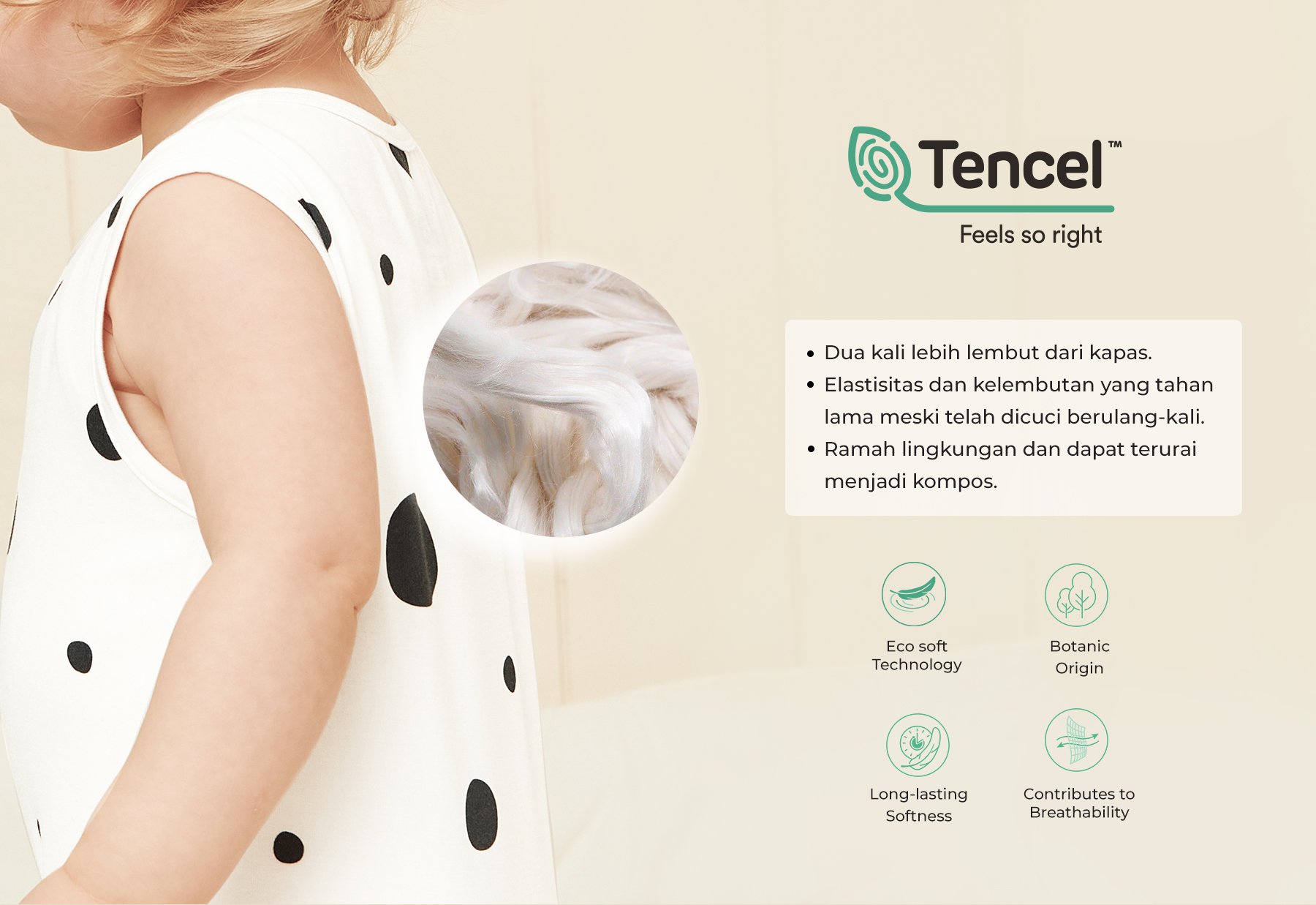 Nero Bianco Tencel™ Sleeveless Onesie - Baju Bayi Lucu | Jumper Bayi description image