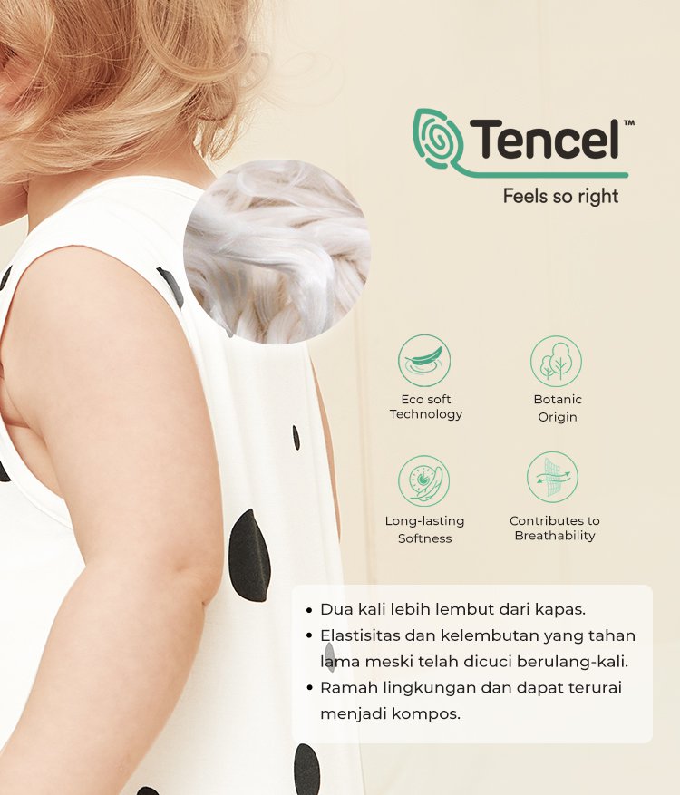 Nero Bianco Tencel™ Sleeveless Onesie - Baju Bayi Lucu | Jumper Bayi description image