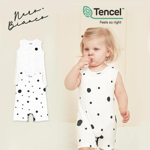 Nero Bianco Tencel™ Sleeveless Onesie - Baju Bayi Lucu | Jumper Bayi image