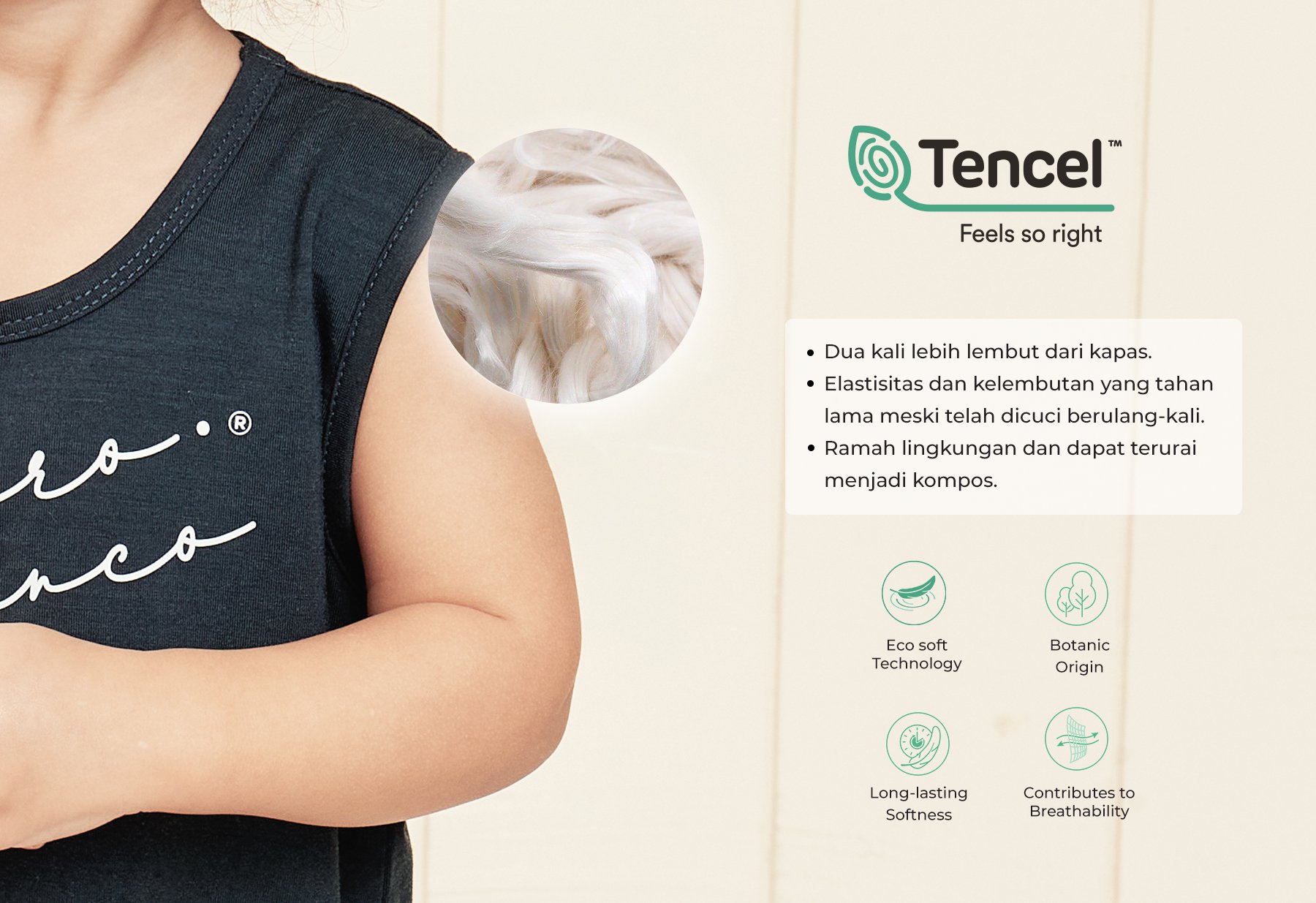 Nero Bianco Tencel™ Sleeveless Top - Baju Bayi Lucu | Baju Kutung Bayi description image