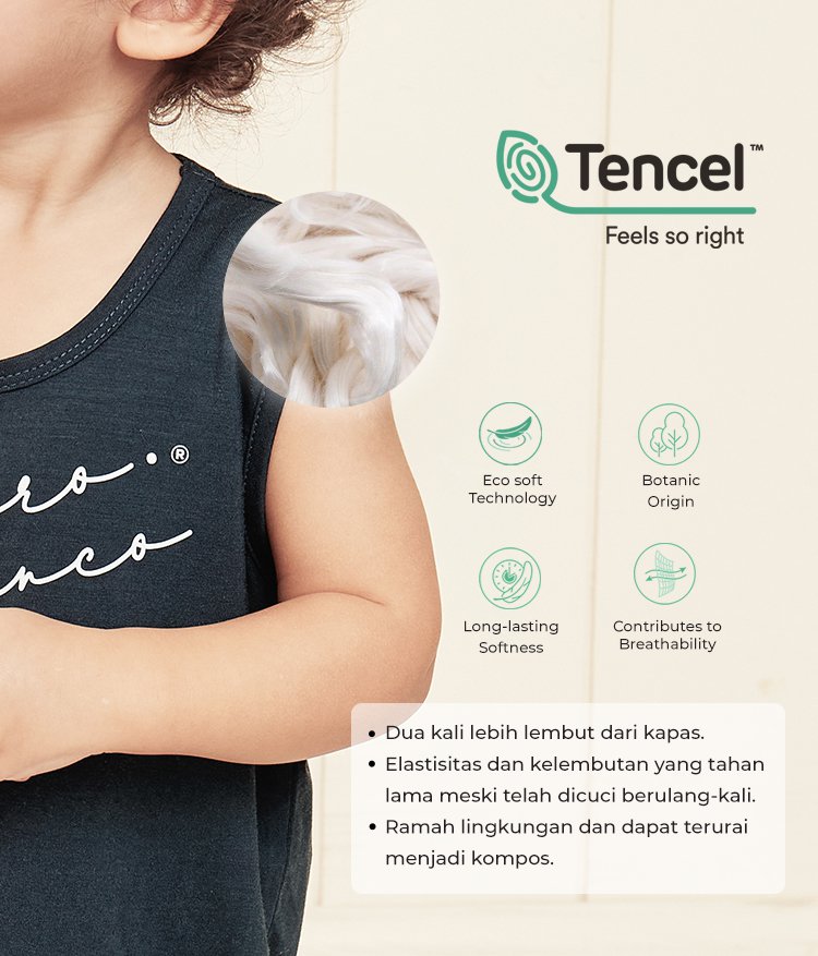 Nero Bianco Tencel™ Sleeveless Top - Baju Bayi Lucu | Baju Kutung Bayi description image