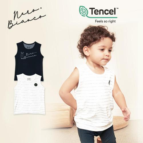 Nero Bianco Tencel™ Sleeveless Top - Baju Bayi Lucu | Baju Kutung Bayi image