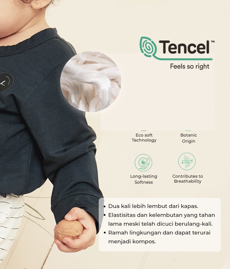 Nero Bianco Tencel™ Long Sleeve Top - Baju Bayi Lucu description image