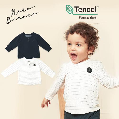 Nero Bianco Tencel™ Long Sleeve Top - Baju Bayi Lucu