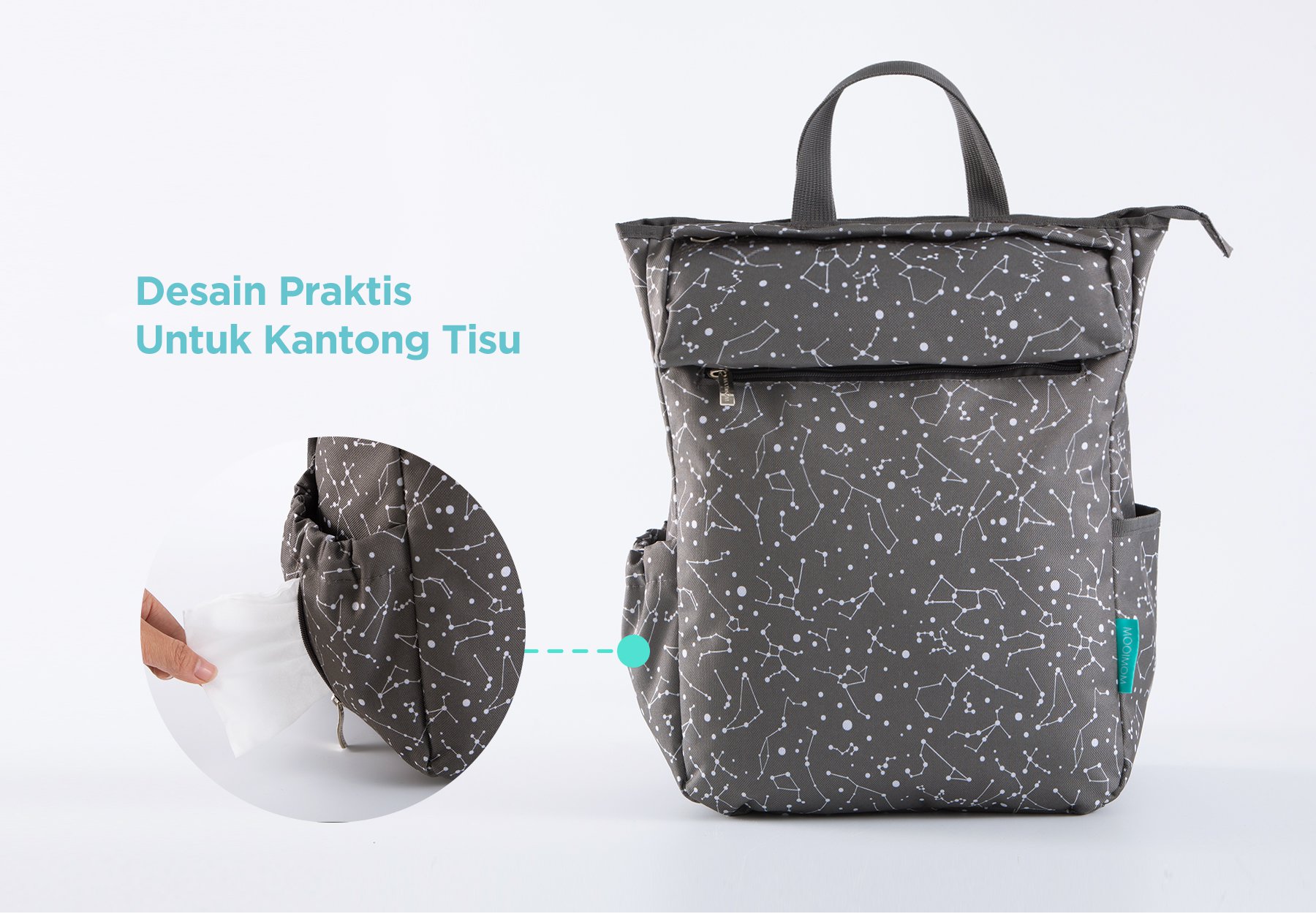 MOOIMOM Starlet Unisex Diaper Bag - Tas Perlengkapan Bayi description image