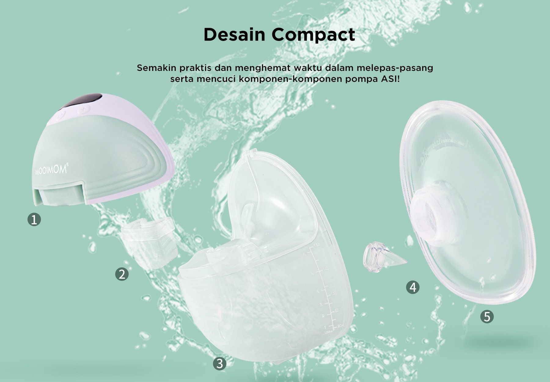 MOOIMOM Essential Breastfeeding Kit: Breast Pump M3, Storage Milk & Breastpads description image