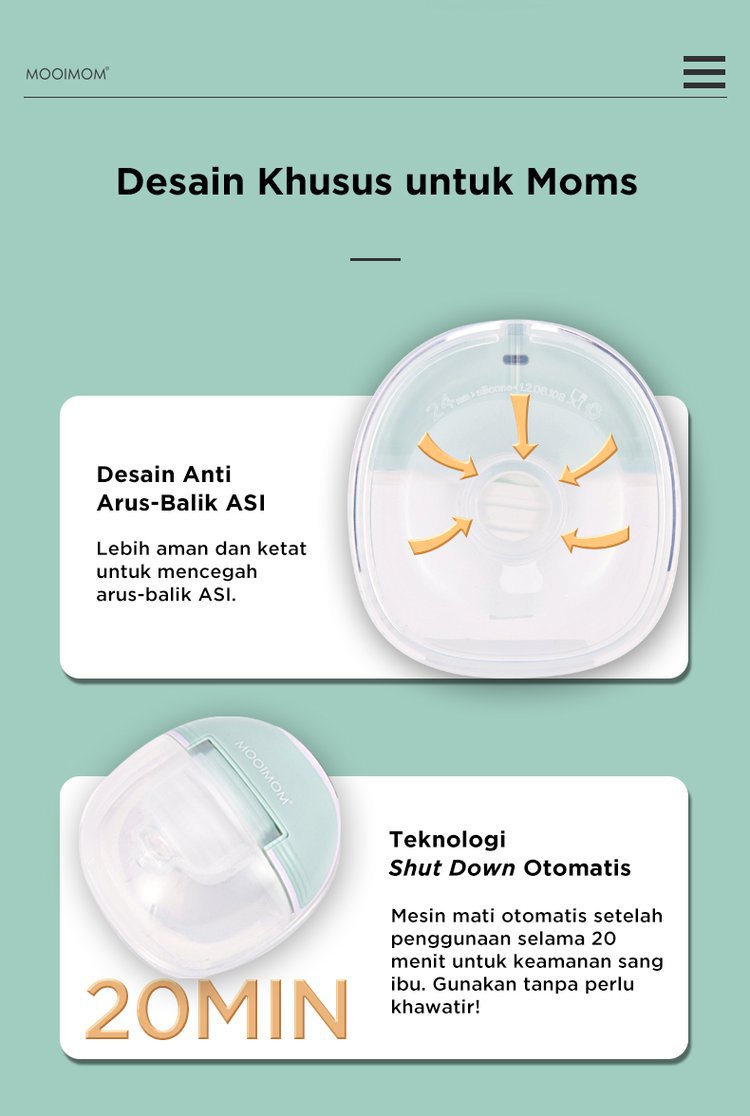 MOOIMOM Essential Breastfeeding Kit: Breast Pump M3, Storage Milk & Breastpads description image