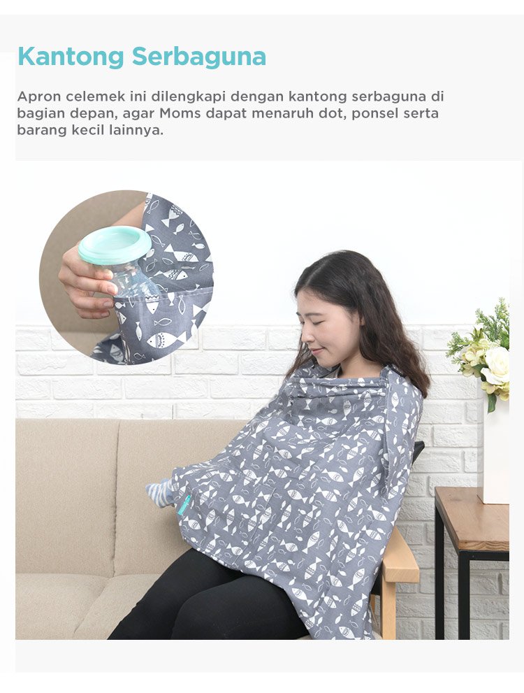 MOOIMOM BreastFeeding Nursing Cover - Apron Celemek Menyusui description image