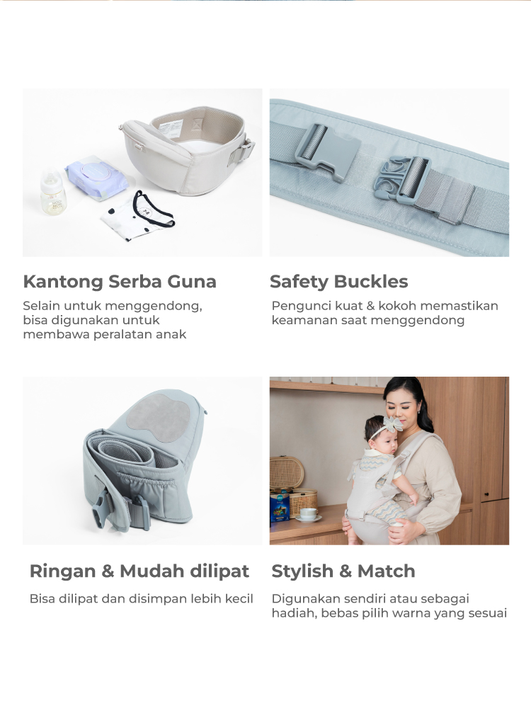 MOOIMOM Lightweight Hipseat Carrier - Gendongan Bayi description image