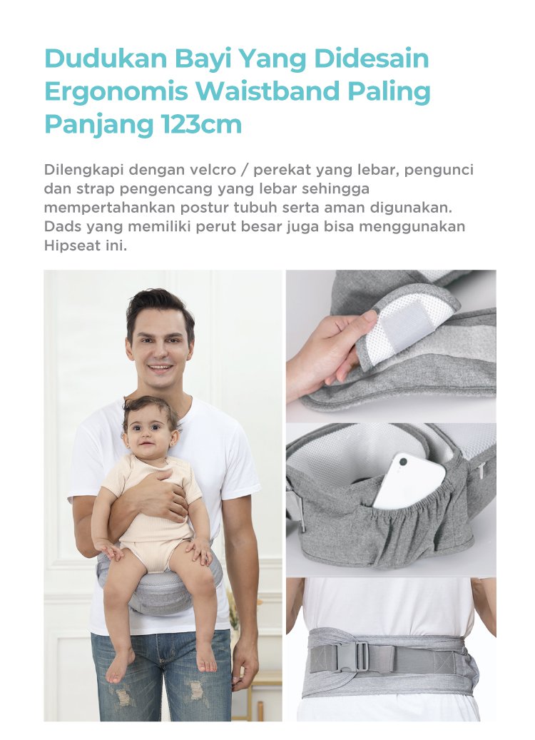 MOOIMOM Breathable Hipseat Carrier - Gendongan Bayi description image