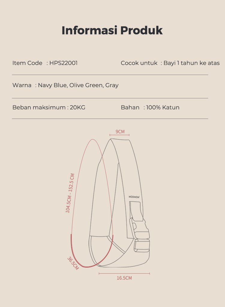 MOOIMOM Pocket Sling - Gendongan Bayi Samping description image