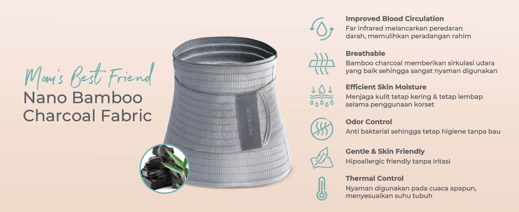 MOOIMOM Exclusive MOOIMOM Bamboo Postpartum Belly Band x Lacoco Ultimate Golden Swallow Facial Foam description image