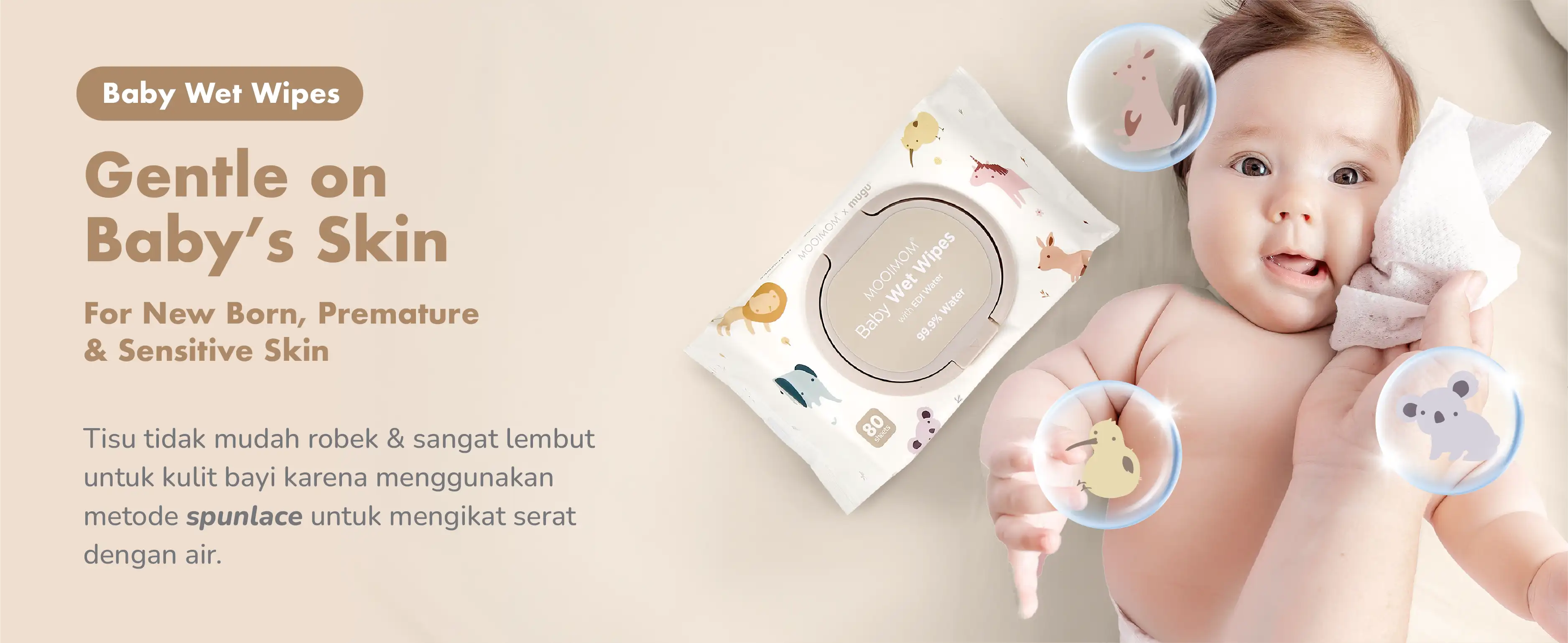 Little Calm Set A (1pcs MUGU Sensory Teether & 1pcs Wet Wipes) description image
