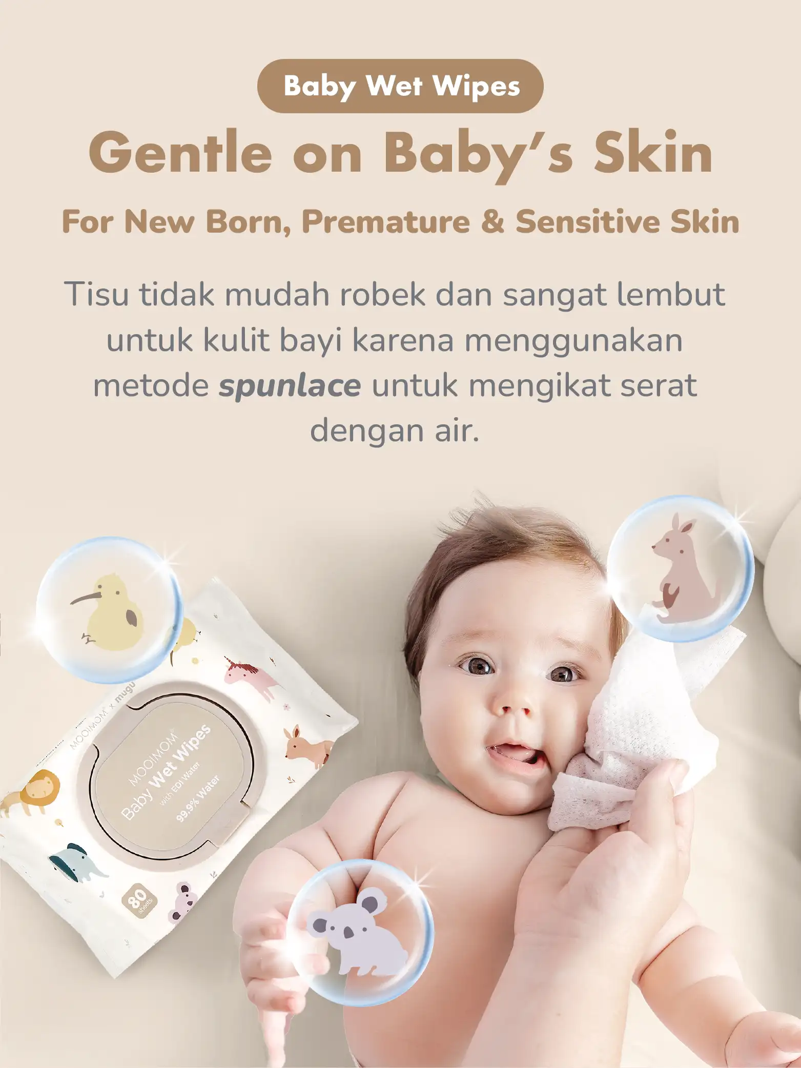 Little Calm Set A (1pcs MUGU Sensory Teether & 1pcs Wet Wipes) description image