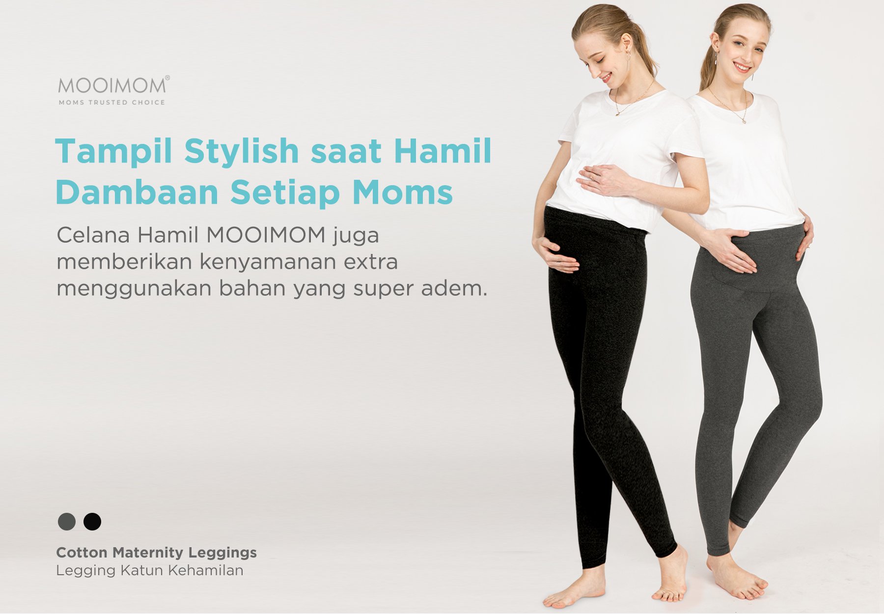 MOOIMOM Cotton Maternity Leggings - Celana Legging Hamil description image