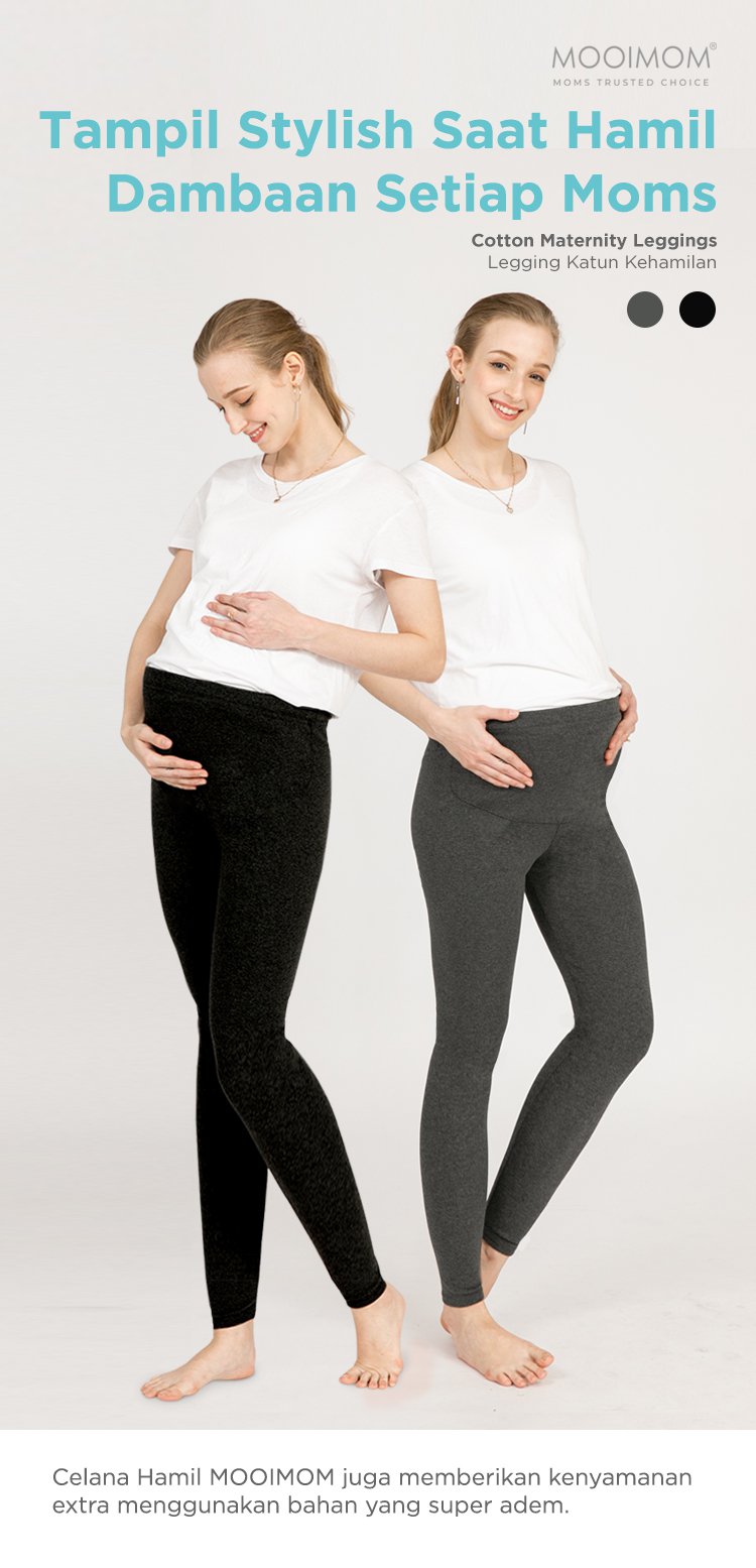 MOOIMOM Cotton Maternity Leggings - Celana Legging Hamil description image