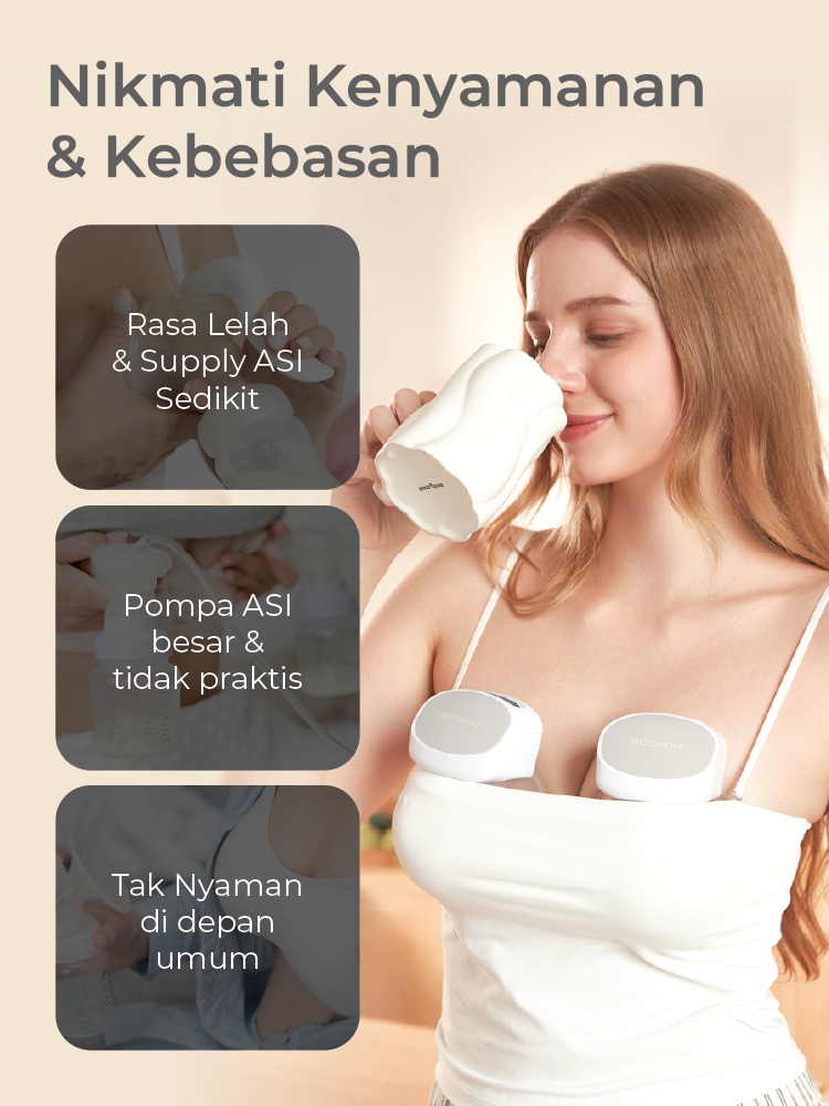 MOOIMOM Exclusive Kit Hands Free Electric Breast Pump M2 Pro (2pcs) with Cooler Bag x Elevit description image