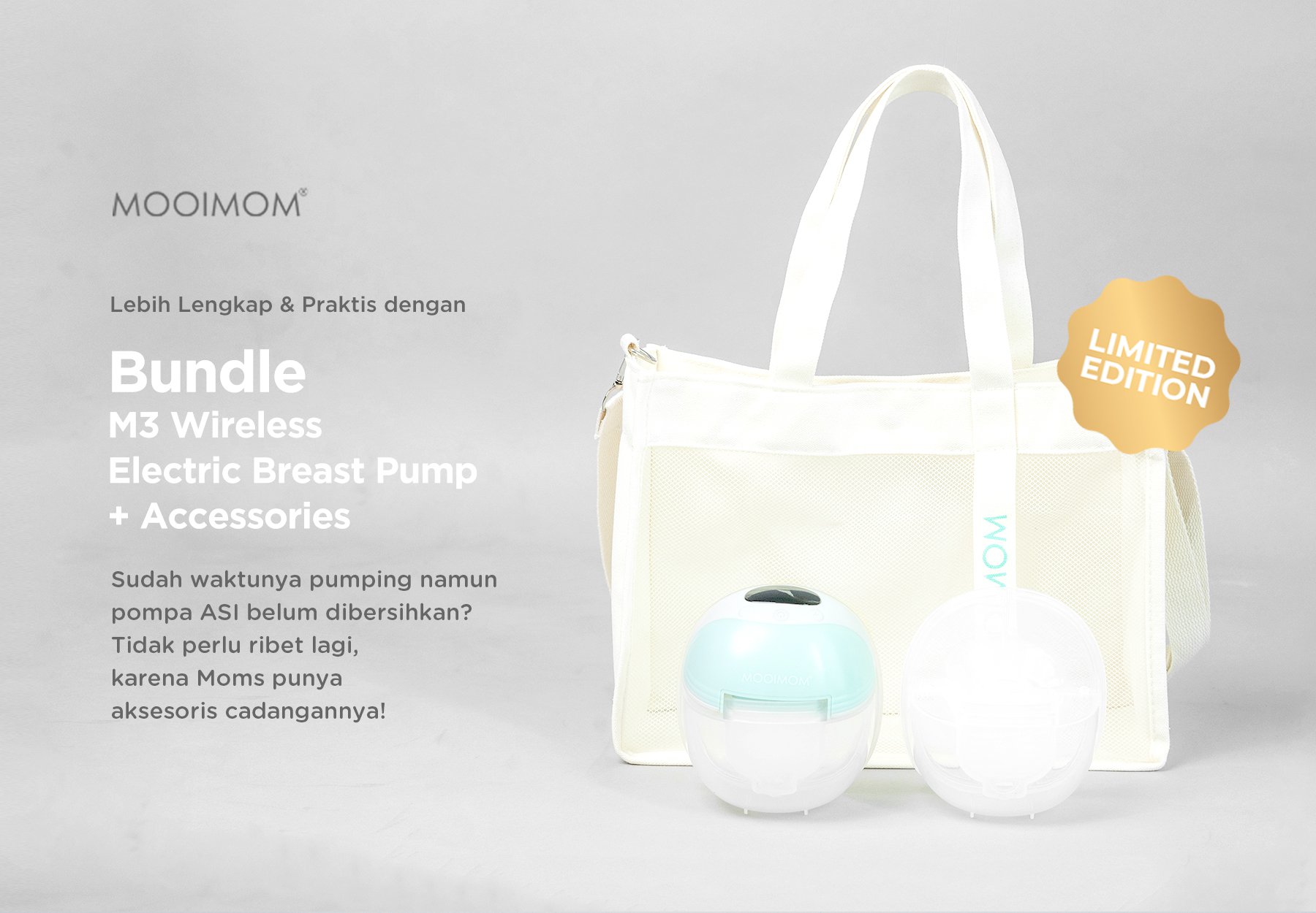 MOOIMOM Wireless Electric Breast Pump M3 Bundle Free Goodie Bag description image