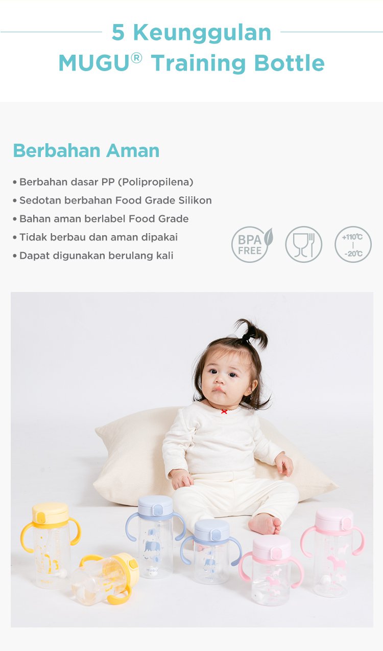 MUGU Training Bottle 220ml - Botol Minum Bayi Anak description image