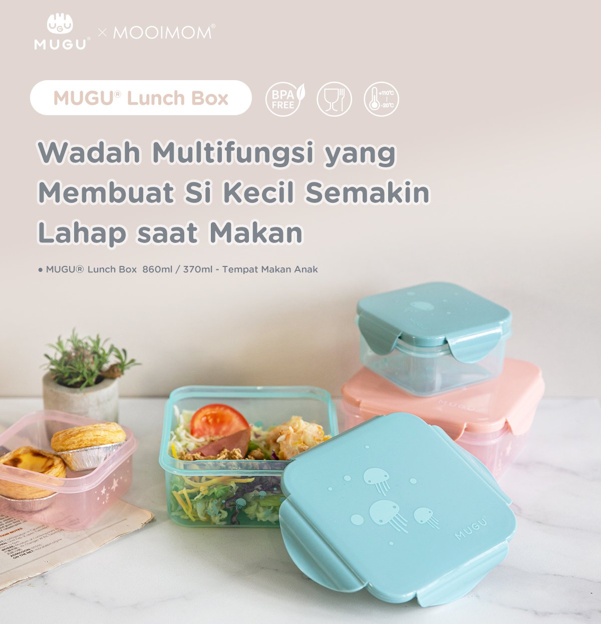 MUGU Lunch Box - 370ml - Kotak Makan description image