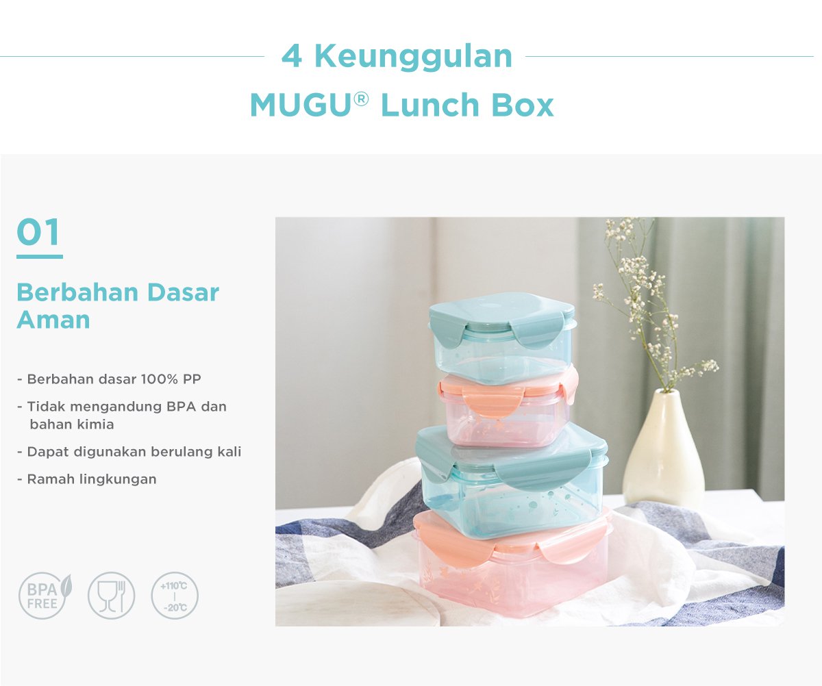 MUGU Lunch Box - 370ml - Kotak Makan description image