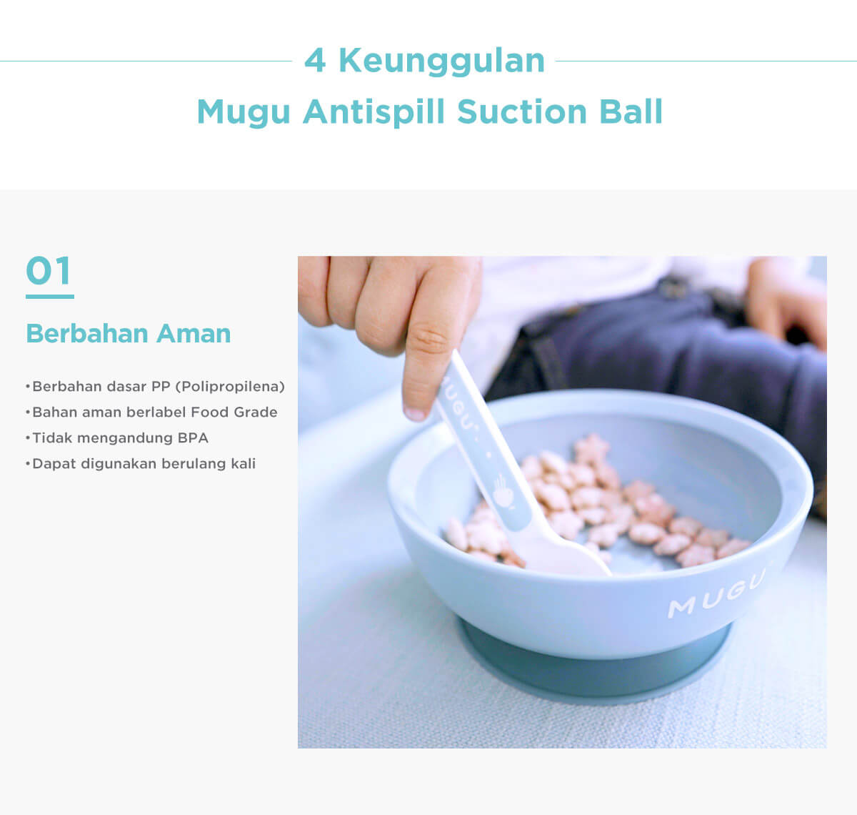 MUGU Antispill Suction Bowl 340ml - Mangkok Tempat Makan Bayi description image