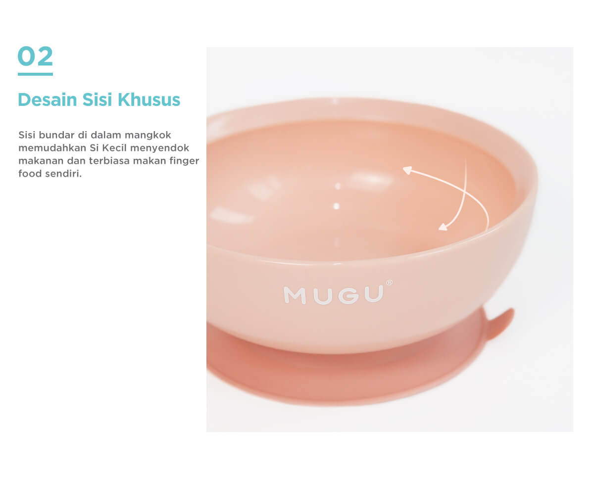 MUGU Antispill Suction Bowl 340ml - Mangkok Tempat Makan Bayi description image