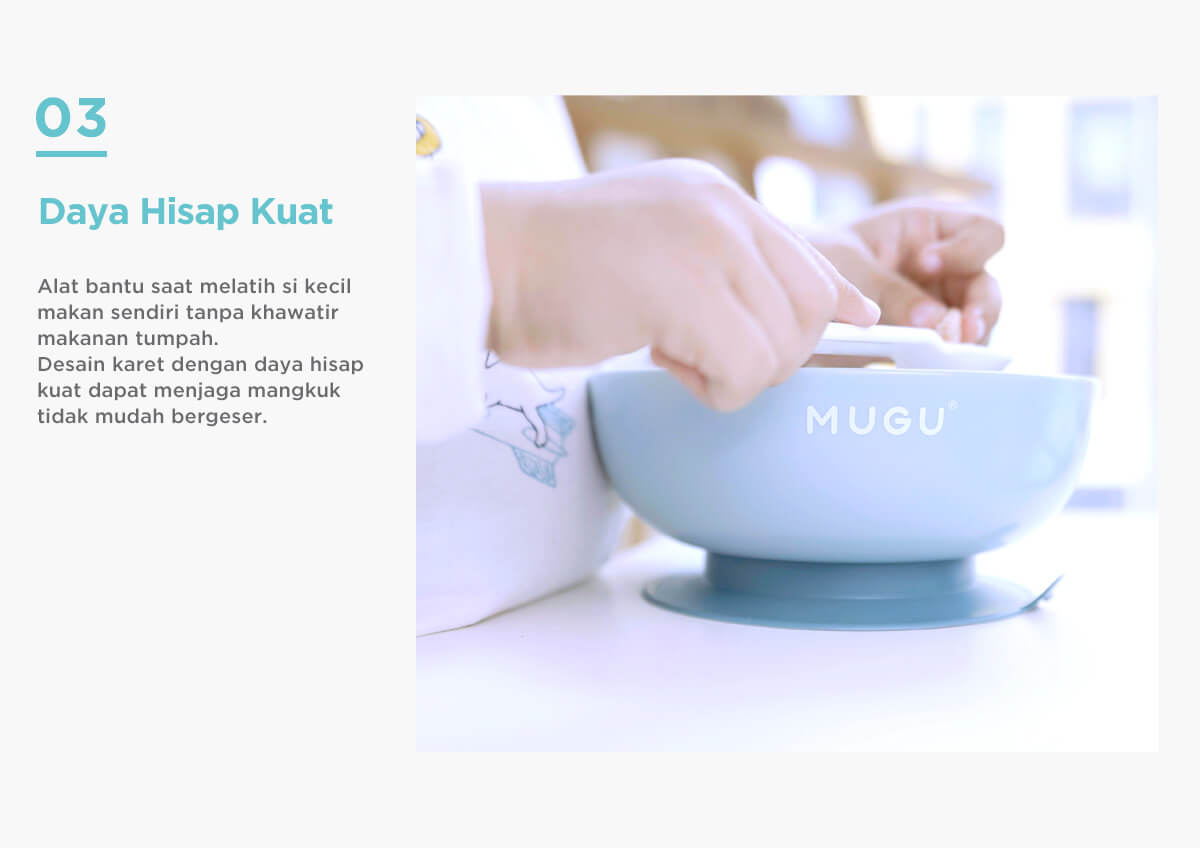 MUGU Antispill Suction Bowl 340ml - Mangkok Tempat Makan Bayi description image