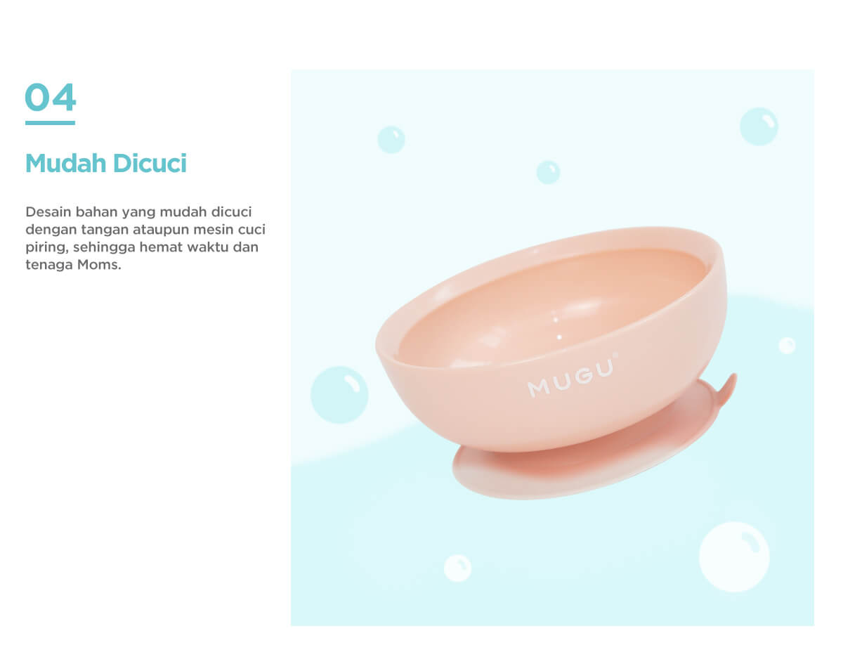 MUGU Antispill Suction Bowl 340ml - Mangkok Tempat Makan Bayi description image