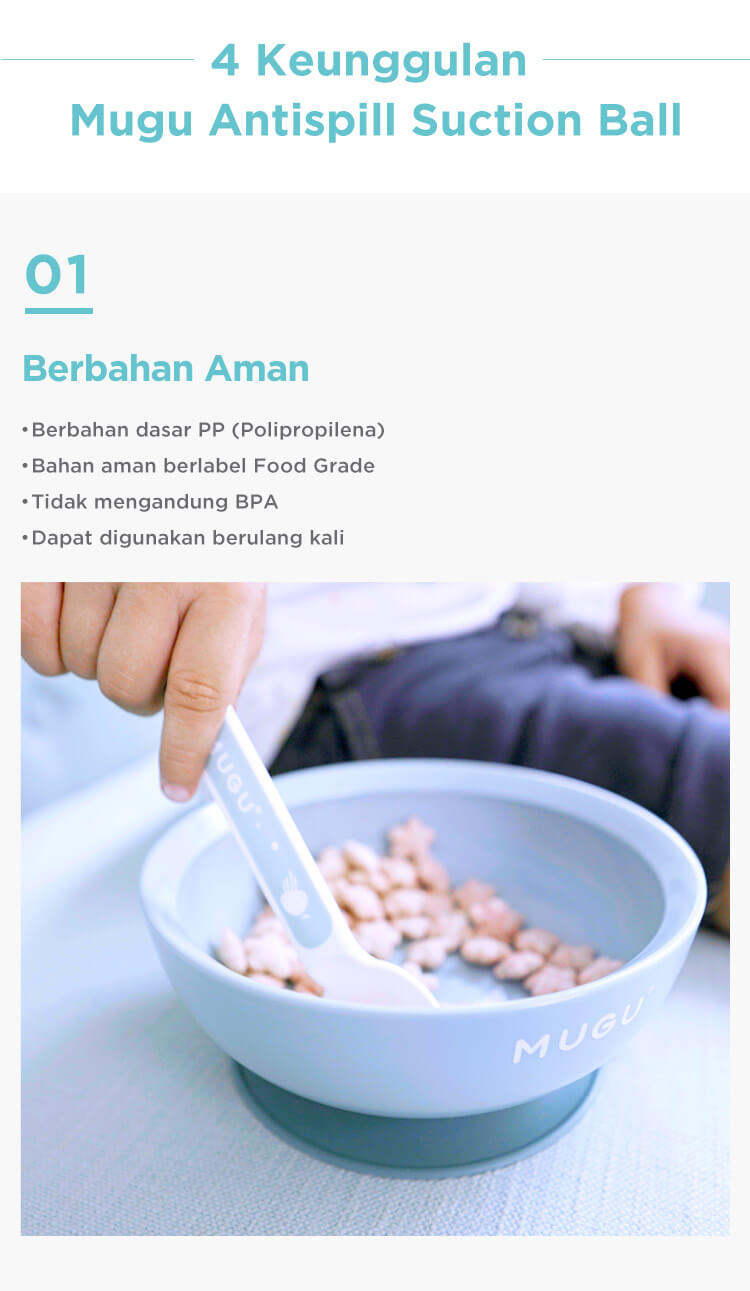 MUGU Antispill Suction Bowl 340ml - Mangkok Tempat Makan Bayi description image