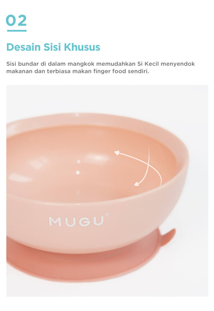 MUGU Antispill Suction Bowl 340ml - Mangkok Tempat Makan Bayi description image